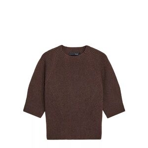 Ribbed Short-Sleeve Sweater in Brown
